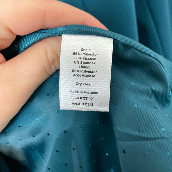 Talbots City Twill Open Front Blazer Size 14 Large Teal Double Breasted - Picture 8 of 11
